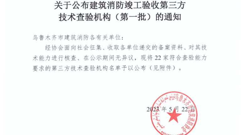 乌建消协发〔2023〕2号 关于公布建筑消防竣工验...